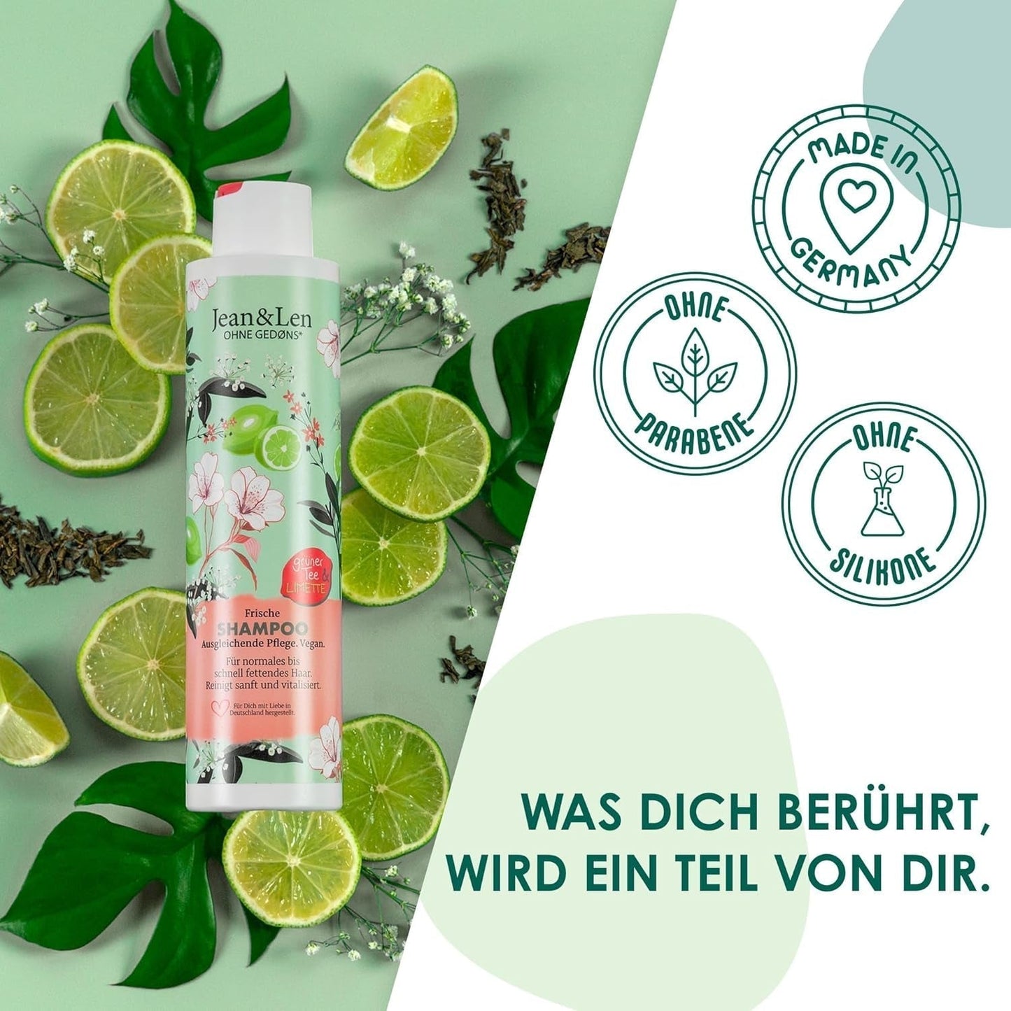 Jean & Len Green Tea & Lime shampoo idratante, per capelli da normali a grassi, 300 ml Doccia e bagno Jean & Len Green Tea & Lime