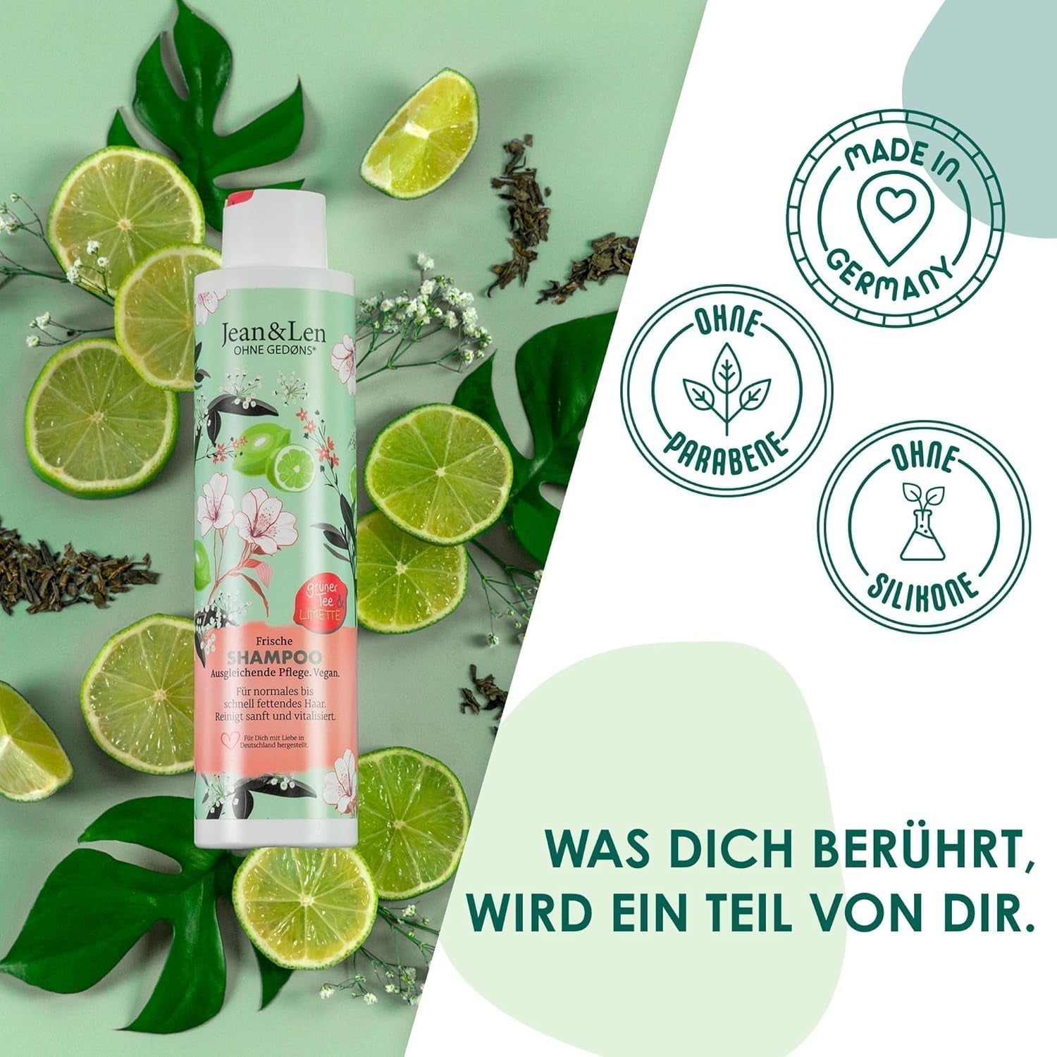 Jean & Len Green Tea & Lime shampoo idratante, per capelli da normali a grassi, 300 ml Doccia e bagno Jean & Len Green Tea & Lime