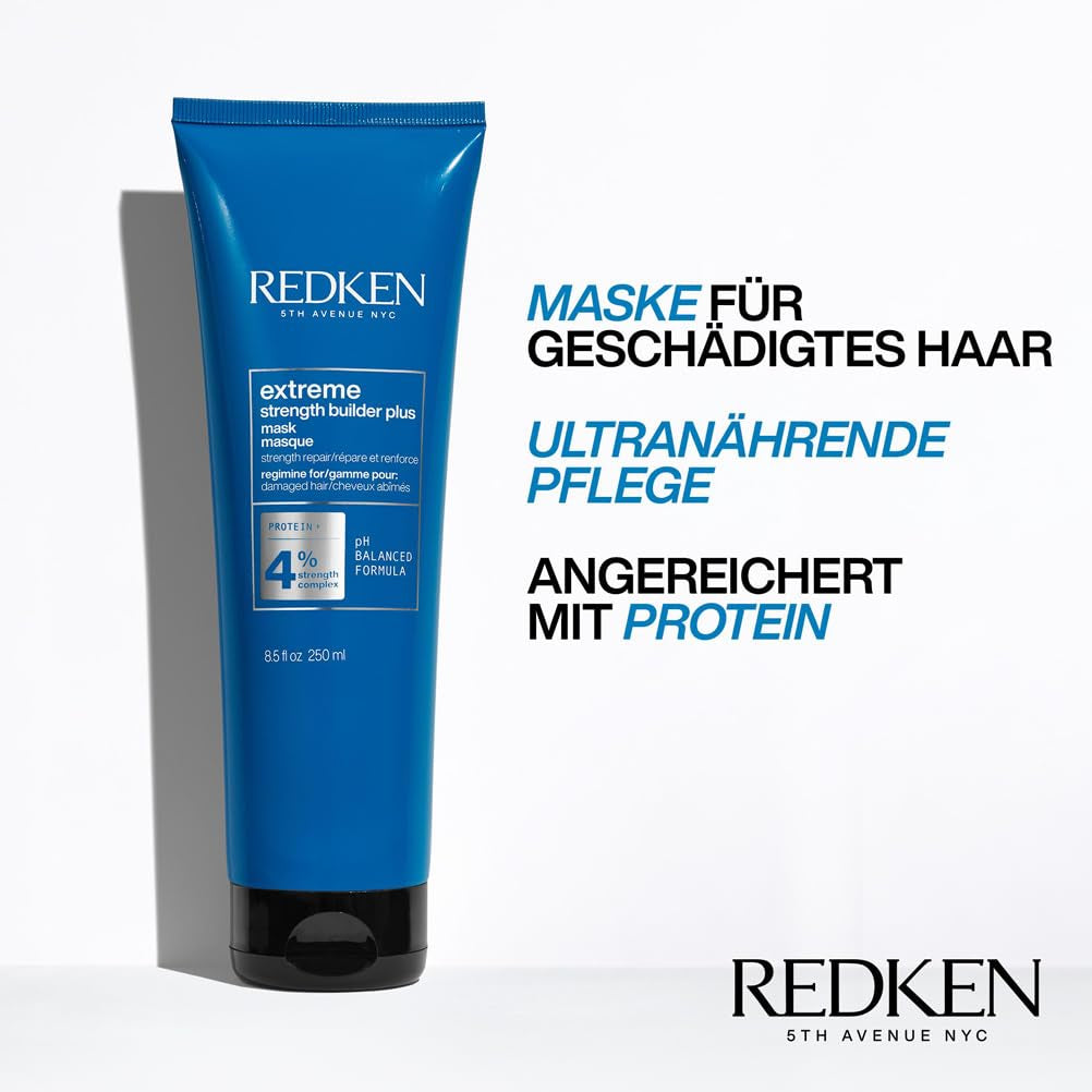 Redken Intensive Hair Mask per tutti i capelli danneggiati Ripara e rigenera Anti-Rottura Extreme Strength Builder Plus Mask 1 x 250 ml Naty Shop Hair Mask