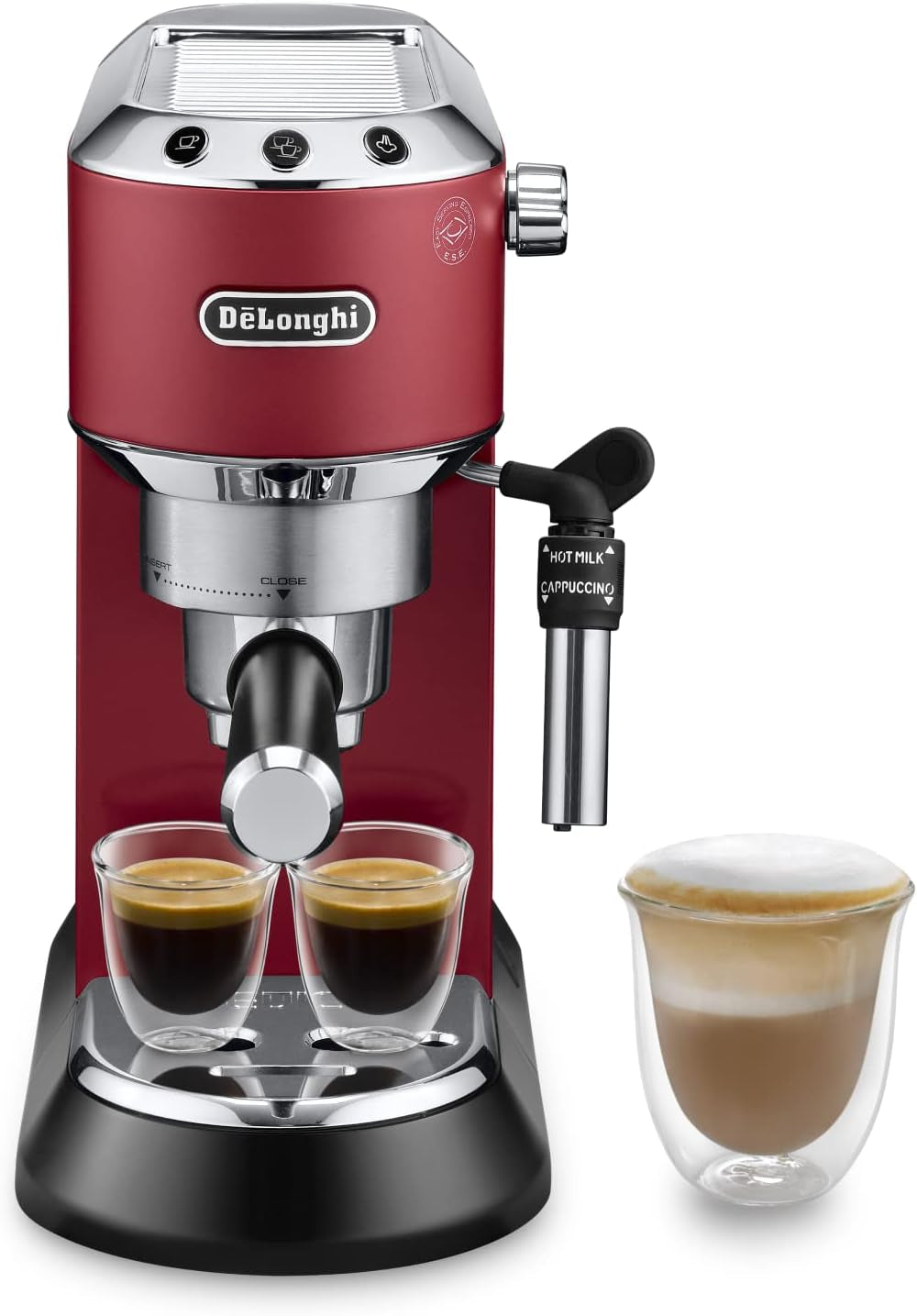 De'Longhi Dedica Style EC 685.B – Macchina per caffè espresso con portafiltro, macchina per caffè espresso con montalatte professionale, larga solo 15 cm, per caffè macinato o capsule ESE, serbatoio acqua 1 l, nera