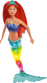 Simba 105733656 - Steffi Love Bambola Sirena Scintillante (39 cm) - Sirena Luminosa che Cambia Colore Arcobaleno Luminoso Giocattolo Impermeabile per Bambini dai 3 Anni in su