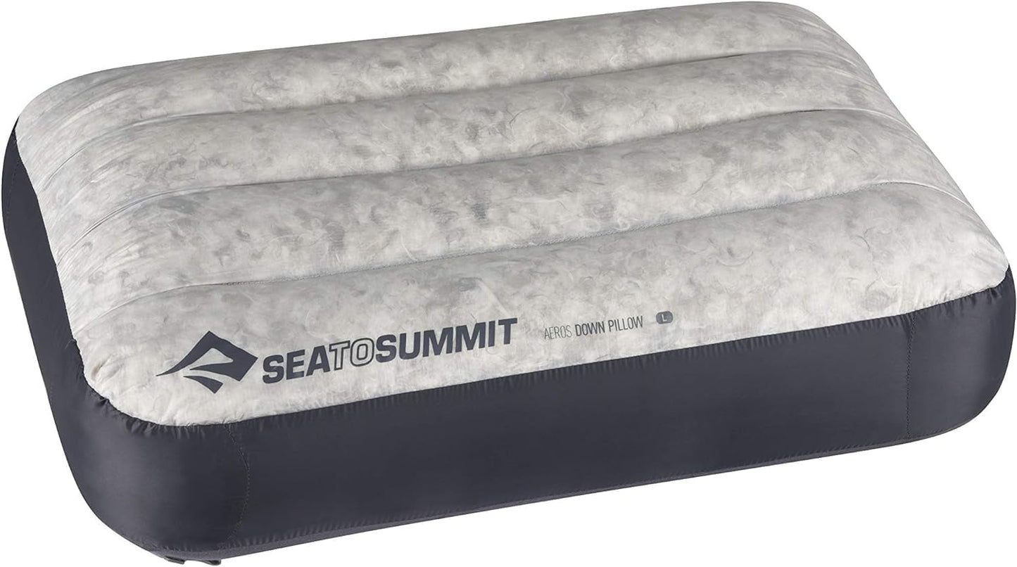 Sea to Summit - Cuscino da viaggio in piuma Eros L - Ultraleggero e gonfiabile - Materiale 10D - Cuscino in piuma premium - Antiscivolo - Per escursionismo e campeggio - 42 X 28 X 12 cm - Grigio - 95 G Naty Shop Cuscini da viaggio grandi Grigio