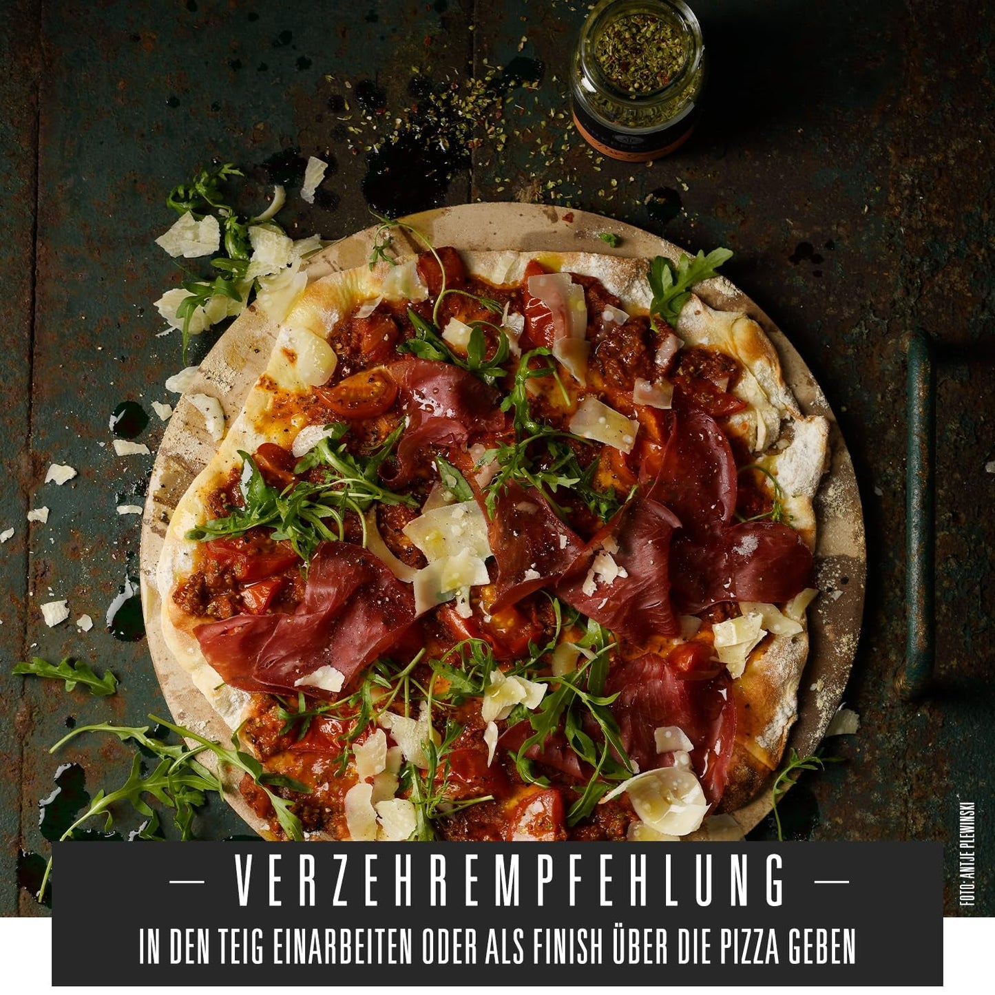 Ankerkraut Pizza, per il gusto italiano originale, come dallo Steinofen, anche per pasta, pomodoro-mozzarella e molti altri piatti, 45 g in vetro di sughero