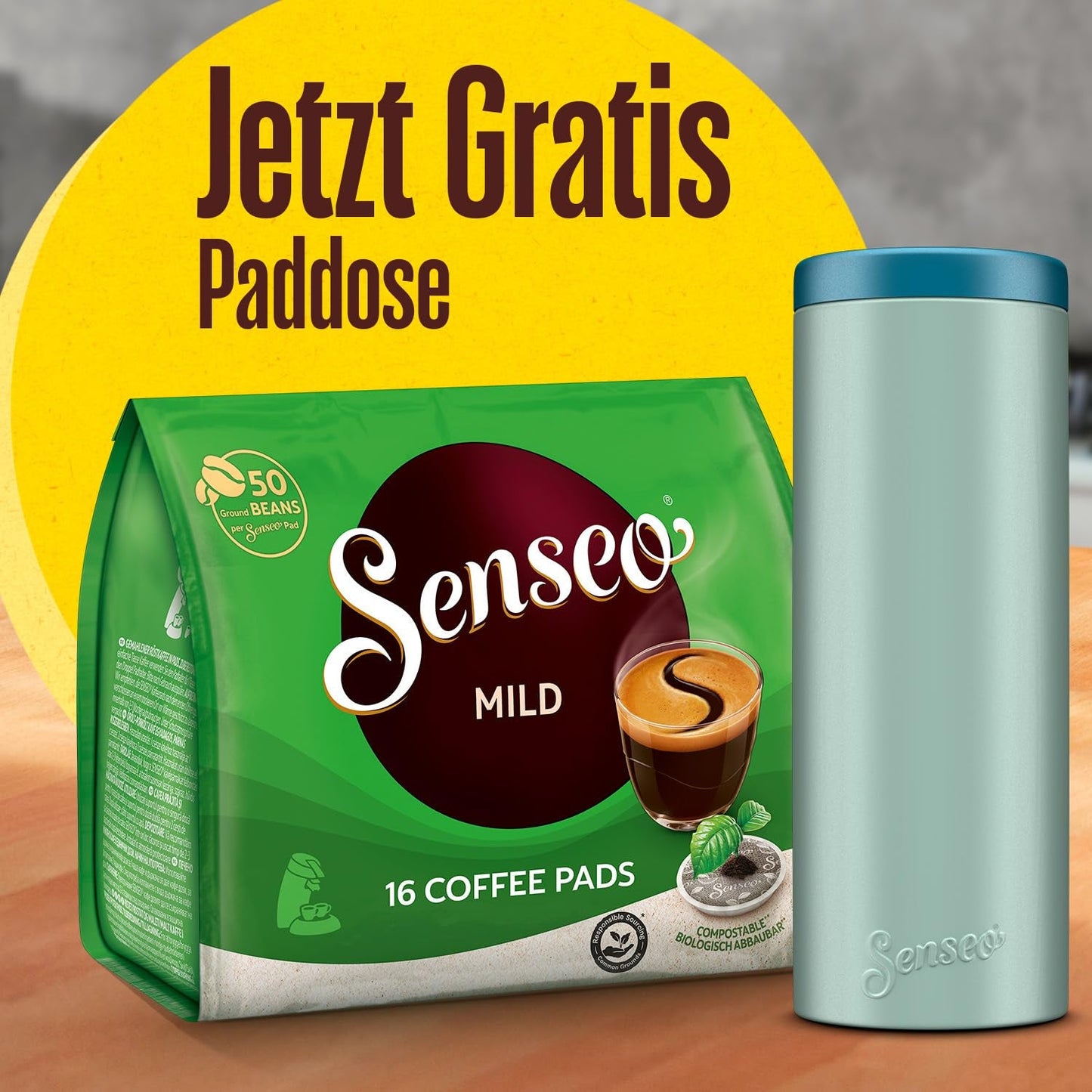 Pads Mild, 10 x 16 Getränke, 160 cialde Kaffee, incluso Pad Dose
