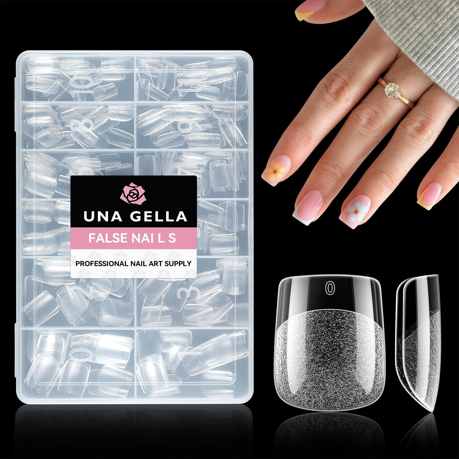 Punte per unghie in gel ballerina 216 pezzi 12 dimensioni Punte per unghie in gel morbido Copertura completa Set di estensioni per unghie Semi opaco Fai da te Home Art