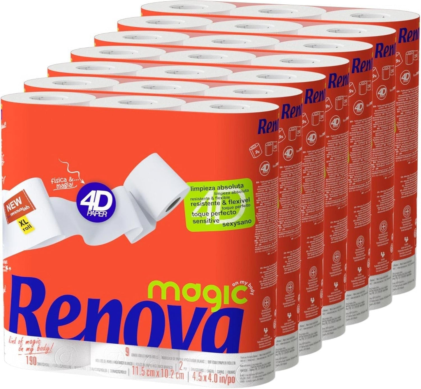 Carta igienica Renova, 7 pacchi da 9 rotoli - 63 rotoli in totale