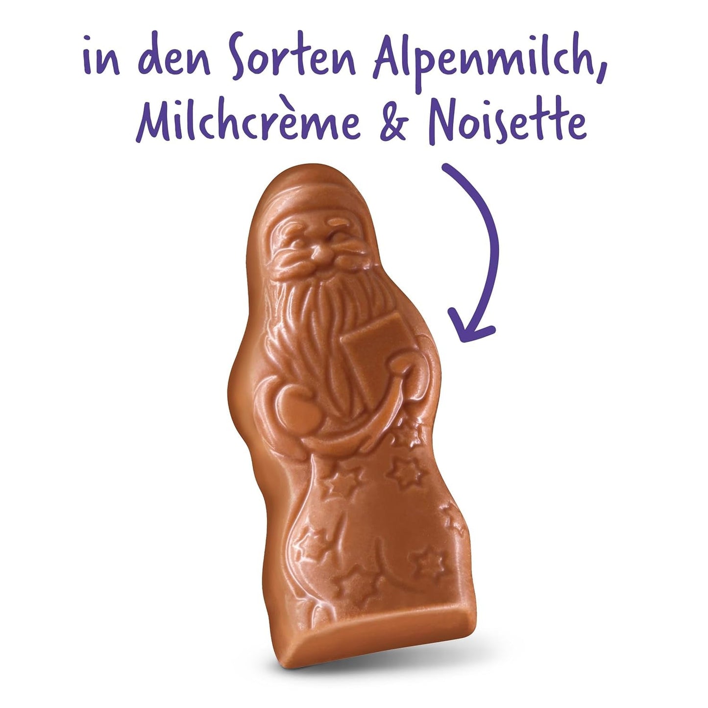 Milka Mini Santas – Mix di latte alpino, crema di latte e nocciole in festosa confezione singola – 120 g