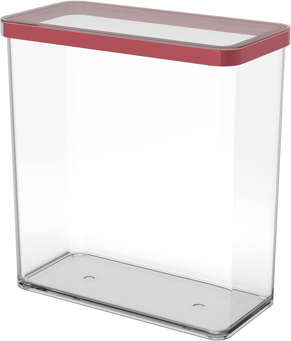 Rotho Loft Set di 5 barattoli con coperchio, varie dimensioni, plastica alimentare (PP) senza BPA, trasparente/rosso, (21,4 x 21,4 x 23,5 cm) Scatole per alimenti Naty Shop 3,2 L rettangolari