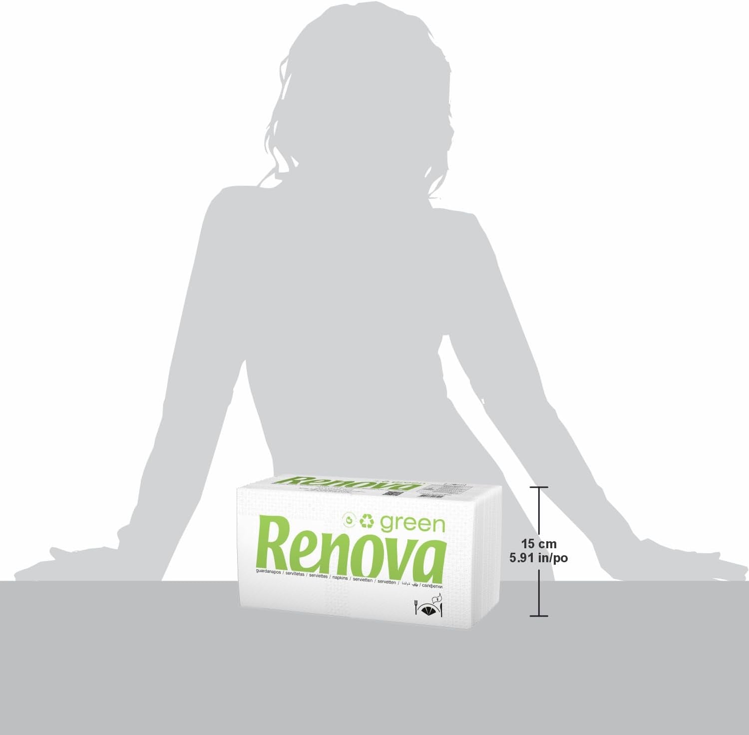 Renova - Fazzoletti Renovagreen, 200 fazzoletti, carta riciclata, marchio europeo di qualità ecologica, formato standard