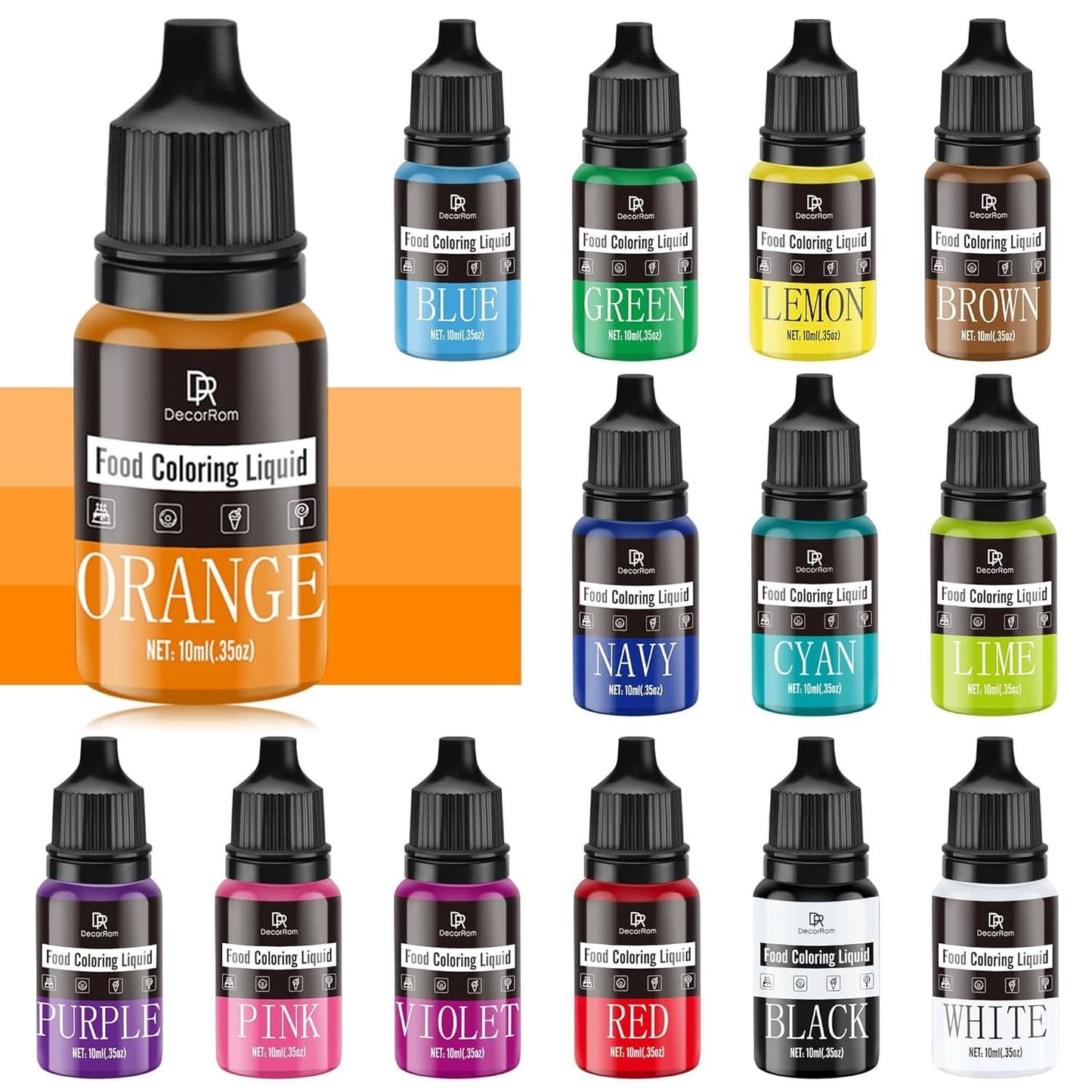 Colorante alimentare liquido, 10 ml Naty Shop 10 ml (set da 14 pezzi)