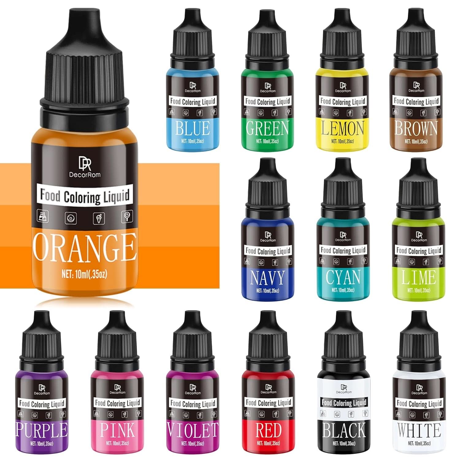 Colorante alimentare liquido, 10 ml Naty Shop 10 ml (set da 14 pezzi)