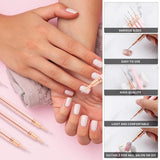 Nail Art Liner-Brush 5-Teiliges Gel-Nagellack-Malerei-Nagel-Punkt-Zeichnungs-Werkzeug Für Lange Linien Kunst-Design-Stift-Set Metallgriff Nail-Art-Design-Binsel Für Frauen