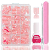 Set unghie finte ballerina - 240 pezzi di delicato rosa lilla per unghie finte, colla a copertura totale su unghie finte, set di punte per unghie finte per manicure e nail art per donne e ragazze (rosa lavanda)