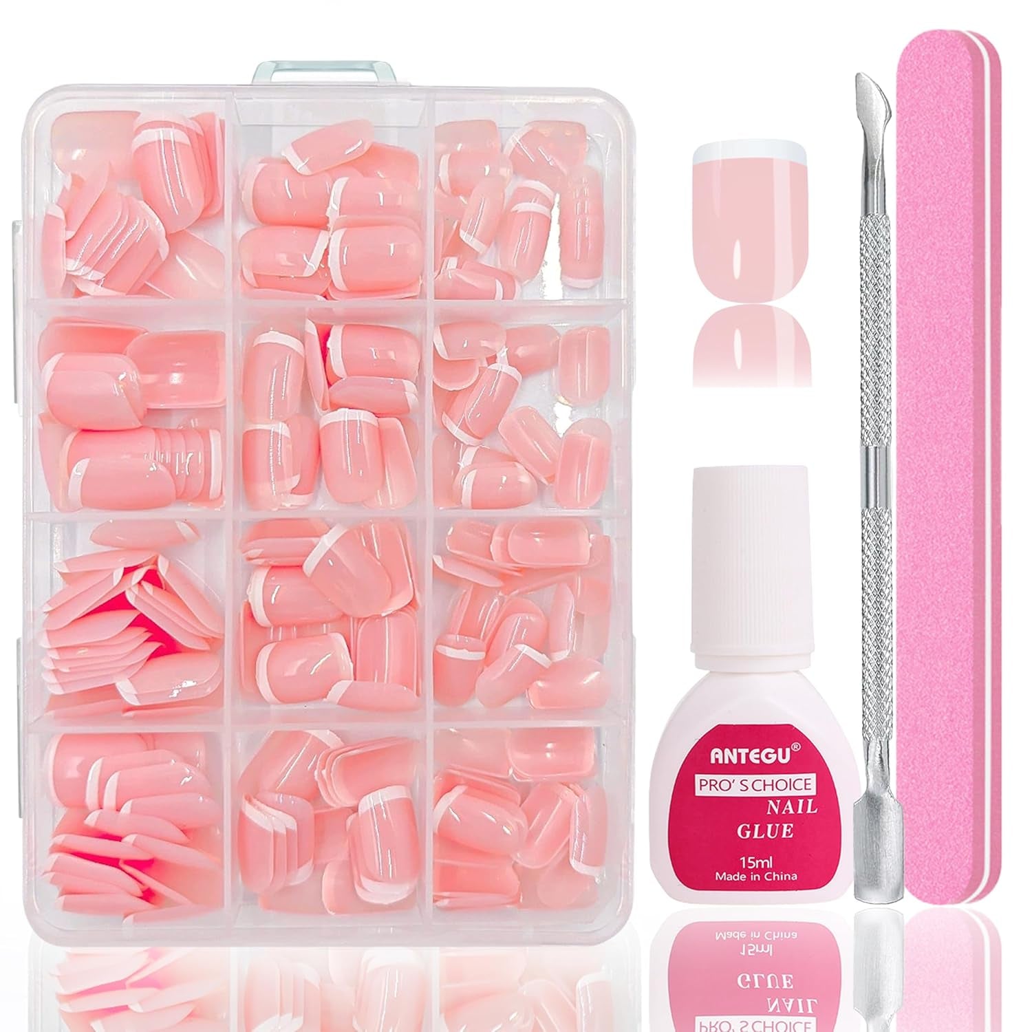 Set unghie finte ballerina - 240 pezzi di delicato rosa lilla per unghie finte, colla a copertura totale su unghie finte, set di punte per unghie finte per manicure e nail art per donne e ragazze (rosa lavanda)