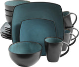 Gibson 99813.16R Elite Soho Lounge Reactive Glaze Set di stoviglie per 4 persone, 16 pezzi, effetto bicolore blu-verde/nero