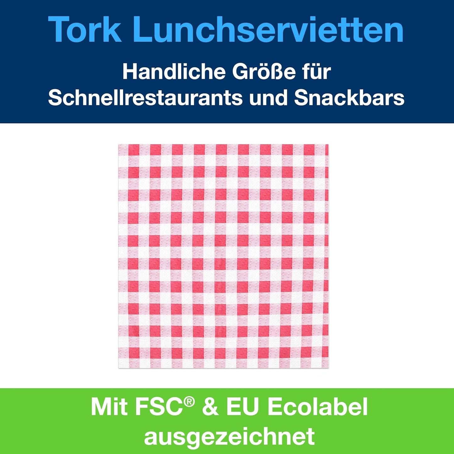 Tork Tovagliolo Lunch Bistrored, 1/4 volte, 1 velo, 33 cm × 33 cm, 8 × 400 tovaglioli, 509359
