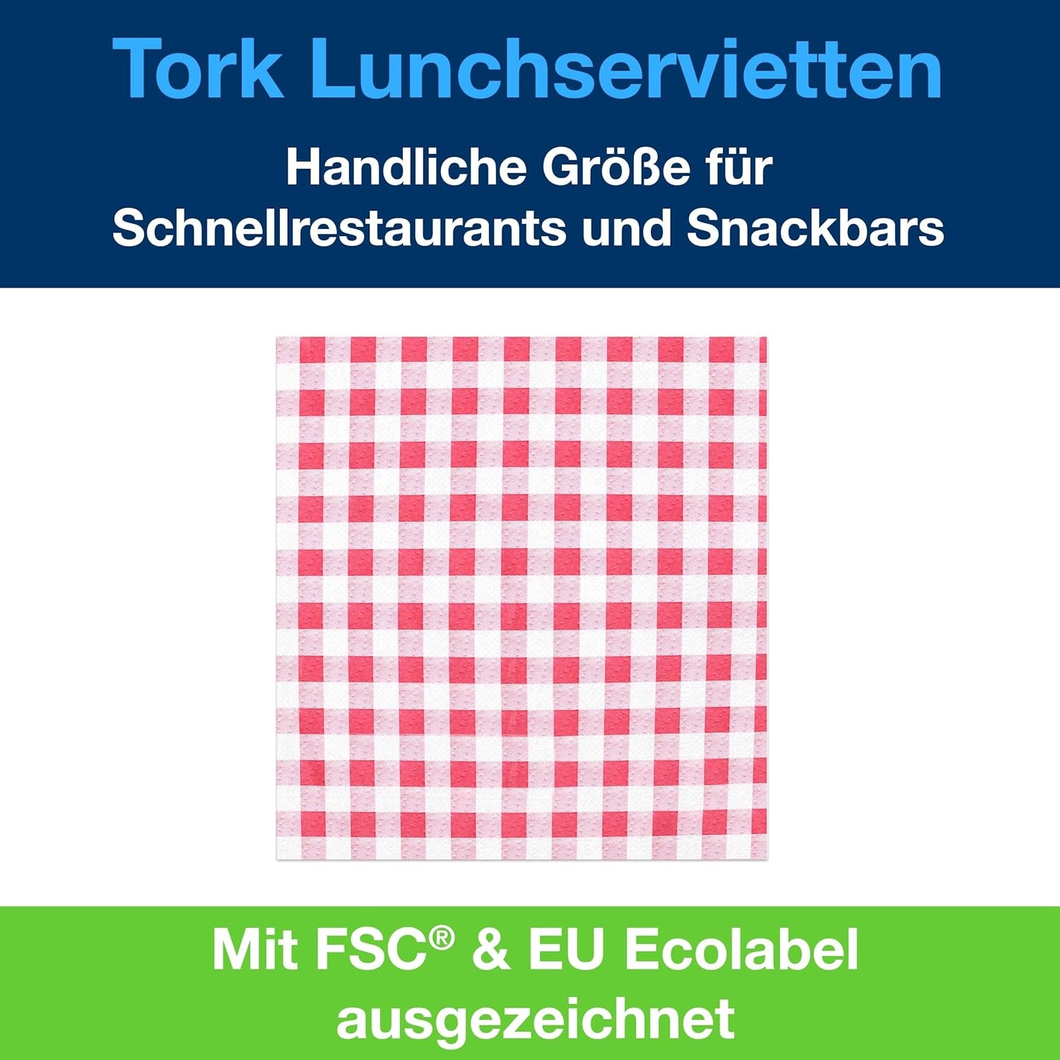 Tork Tovagliolo Lunch Bistrored, 1/4 volte, 1 velo, 33 cm × 33 cm, 8 × 400 tovaglioli, 509359