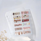 Set organizer per unghie A5 con chiusura con punti metallici e fogli rimovibili - Robusta scatola trasparente + 6 cuscinetti adesivi e libro per riporre unghie artificiali/adesive staccabile - Ideale per riporre e presentare