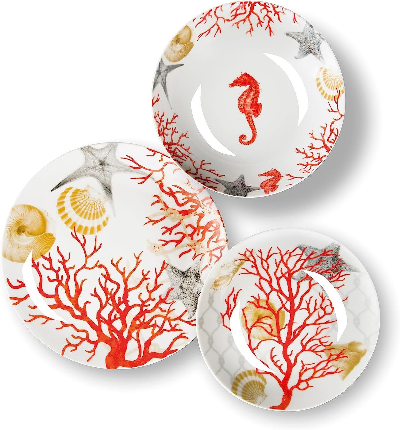 Servizio tavola Excelsa Coral, 18 pezzi, porcellana, rosso