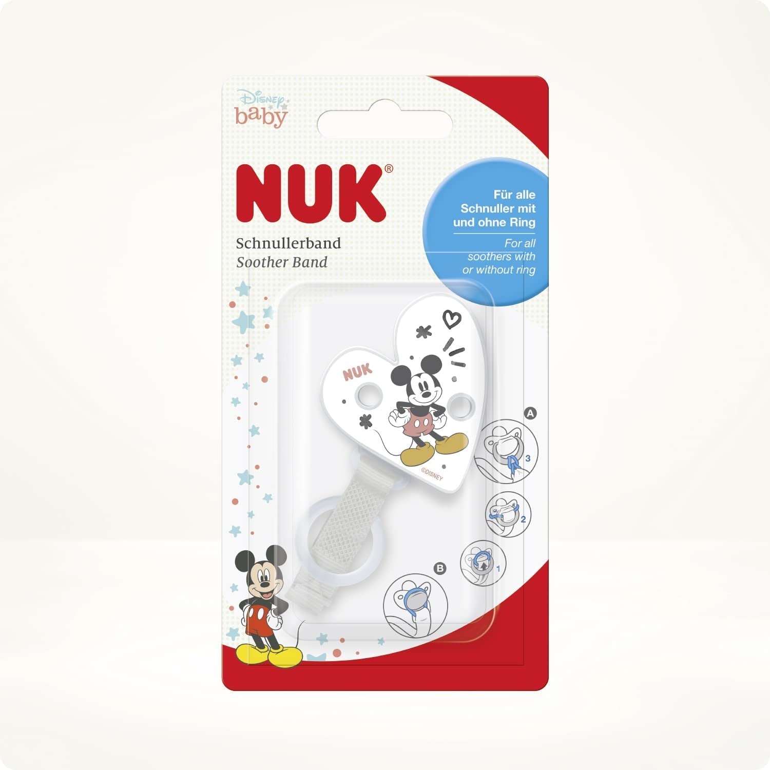 Catena e clip per ciuccio NUK | per anelli ciuccio | Robusto e resistente alla rottura | Disney Topolino