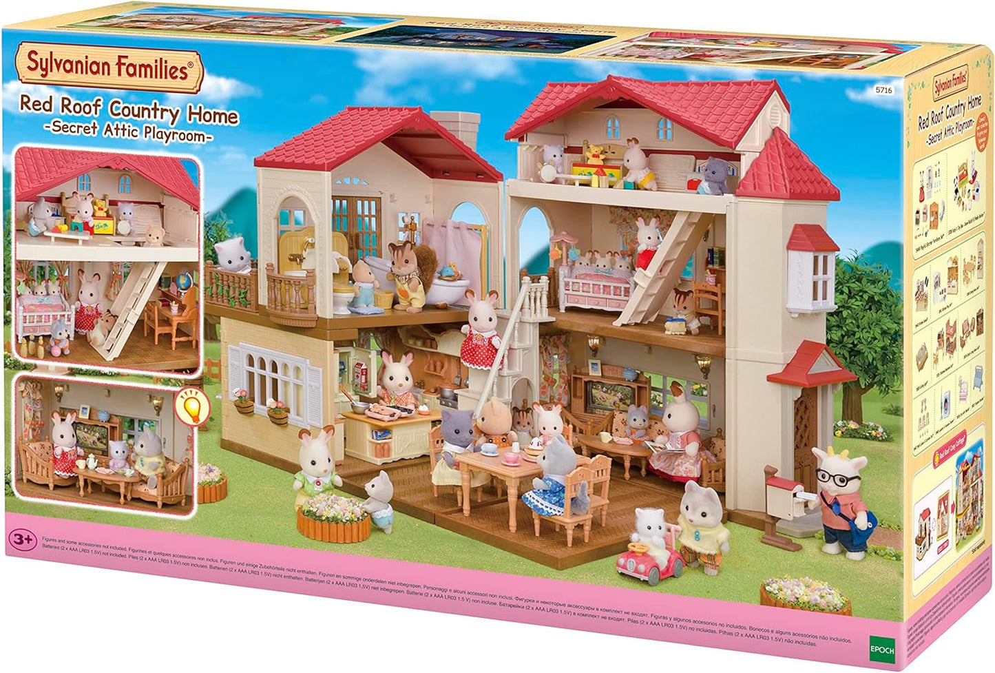 5716 Casa di città con mansarda - Casa delle bambole e L5339 Soggiorno casa di campagna - Mobili per casa delle bambole, 30 x 50 cm, 1 pezzo (1 confezione), in plastica