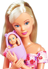 Simba 105733680 Steffi LOVE bambola Hello Baby (29 cm) - bambola da gioco incinta con pancia in crescita, bambola e accessori - giocattolo per bambini per ragazze e ragazzi dai 3 anni, nero Bambole Naty Shop