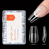 Modelones Nail Tips 216 pezzi - Set di punte per unghie a copertura totale, Set di punte in gel morbido, Punte per unghie in resina PMMA pre-lucidatura, Colla fai-da-te su unghie artificiali, Mandorle corte XS