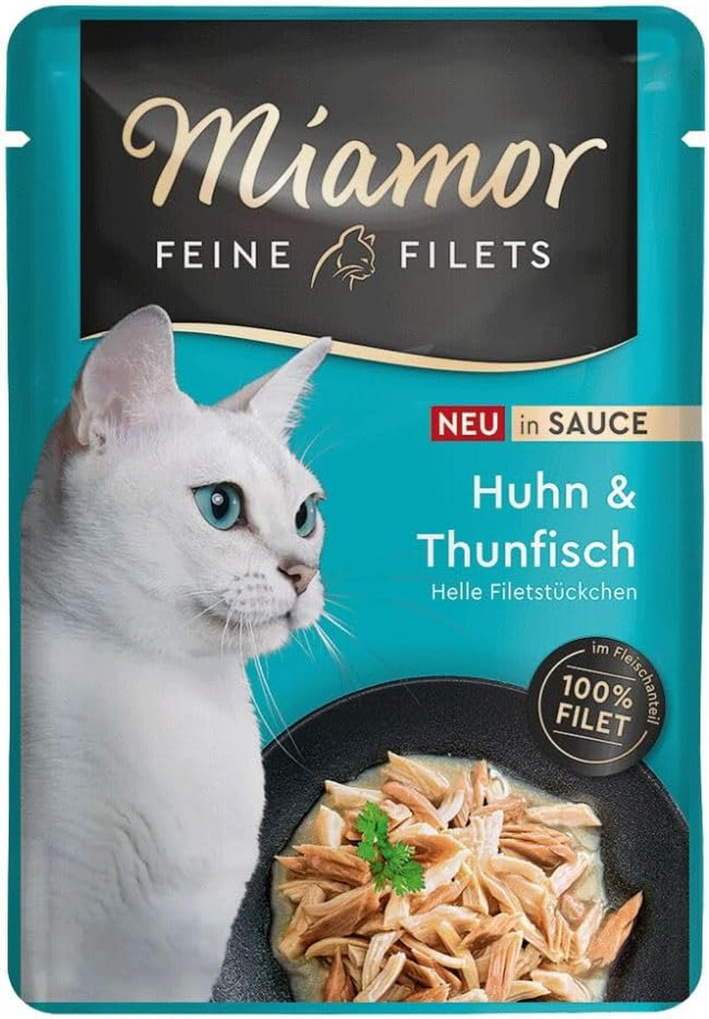 - Filetti pregiati in salsa | Alimento umido per gatti adulti con pezzi di filetto in salsa. Alimento complementare a basso contenuto di grassi in un sacchetto salvafreschezza, senza additivi artificiali | 24 x 100 g Tonno Puro