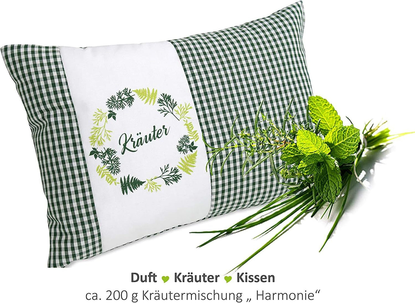 Gözze - Cuscino Profumato Alle Erbe, Imbottitura Miscela Di Erbe 200G, Fodera In Cotone 100%, 30 X 20 Cm - Plaid Verde Naty Shop Cuscini Standard