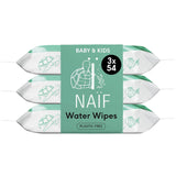 Naïf - Salviette umidificate senza plastica - 162 pezzi (3 confezioni da 54 salviette ciascuna) - Cura il sedere, il corpo e il viso del bambino - 99% acqua - 0% profumo e alcool
