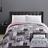 Decoking 32350 Copriletto 220X240 Cm Copriletto double face in microfibra di facile manutenzione Beige Marrone chiaro Marrone cacao Grigio Acciaio Antracite Grafite Nero Bianco Rosa Gatti Invasione di gatti Letti e Coperte Beuche den DecoKing-Store 220X240 Cm