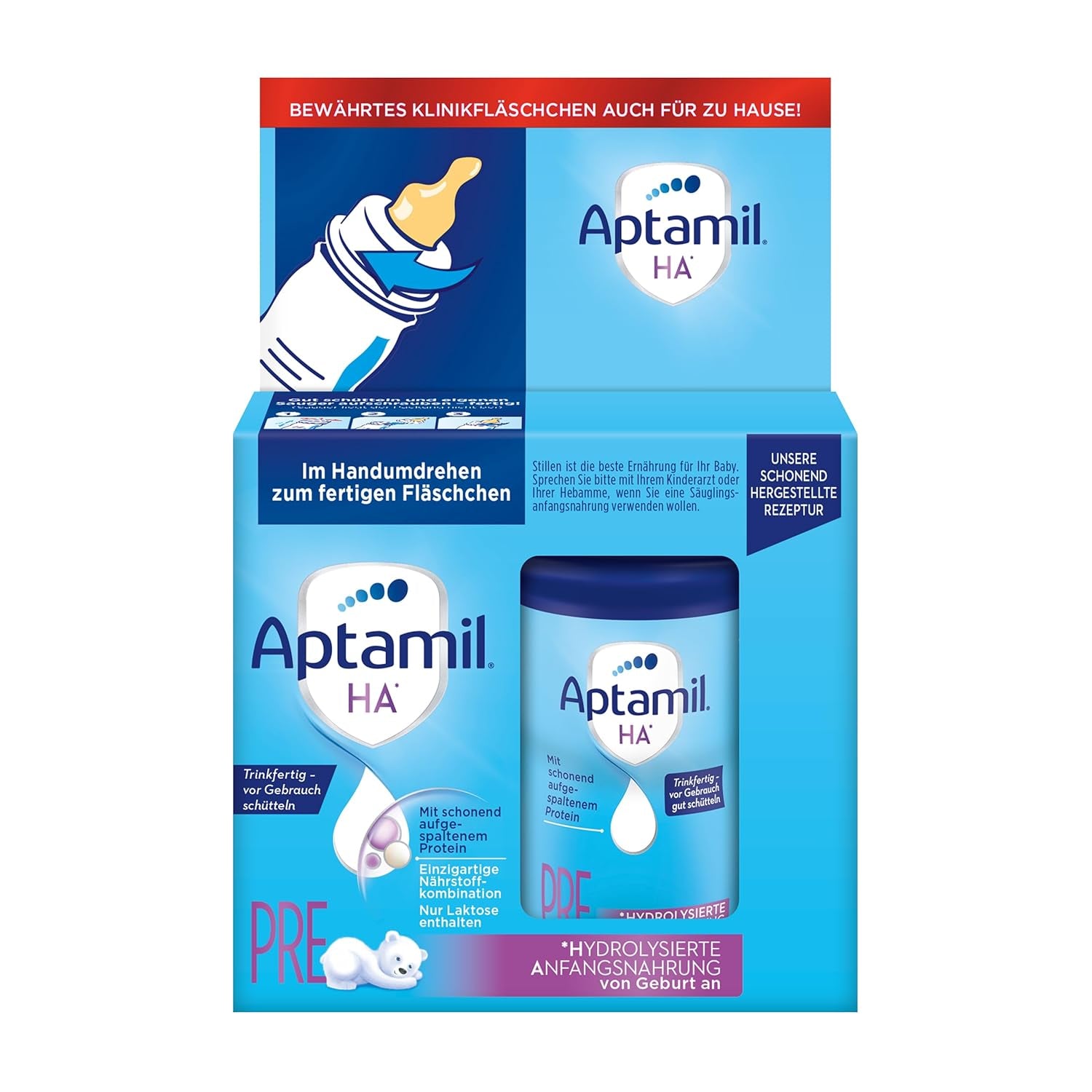 Aptamil HA Pre Ready to Drink – Latte idrolizzato per lattanti dalla nascita – 4 x 2 x 90 ml