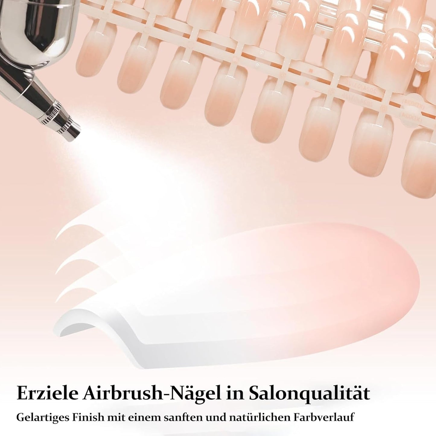 Set di 240 unghie quadrate sfumate, unghie artificiali sfumate bianche nude per colla con penna a olio, unghie finte naturali medie ombre per donne fai da te (Nude Square)