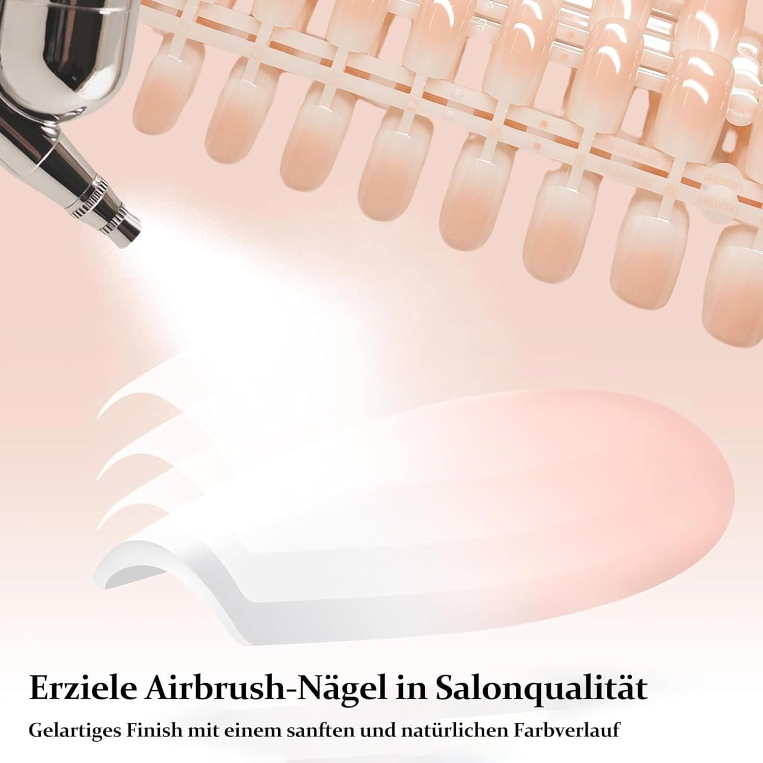 Set di 240 unghie quadrate sfumate, unghie artificiali sfumate bianche nude per colla con penna a olio, unghie finte naturali medie ombre per donne fai da te (Nude Square)