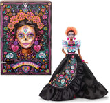 Barbie Signature Doll, Día De Muertos 2024 Figura da collezione in abito nero e top blu con volant, stampa ricamata e accessori colorati, HRM72