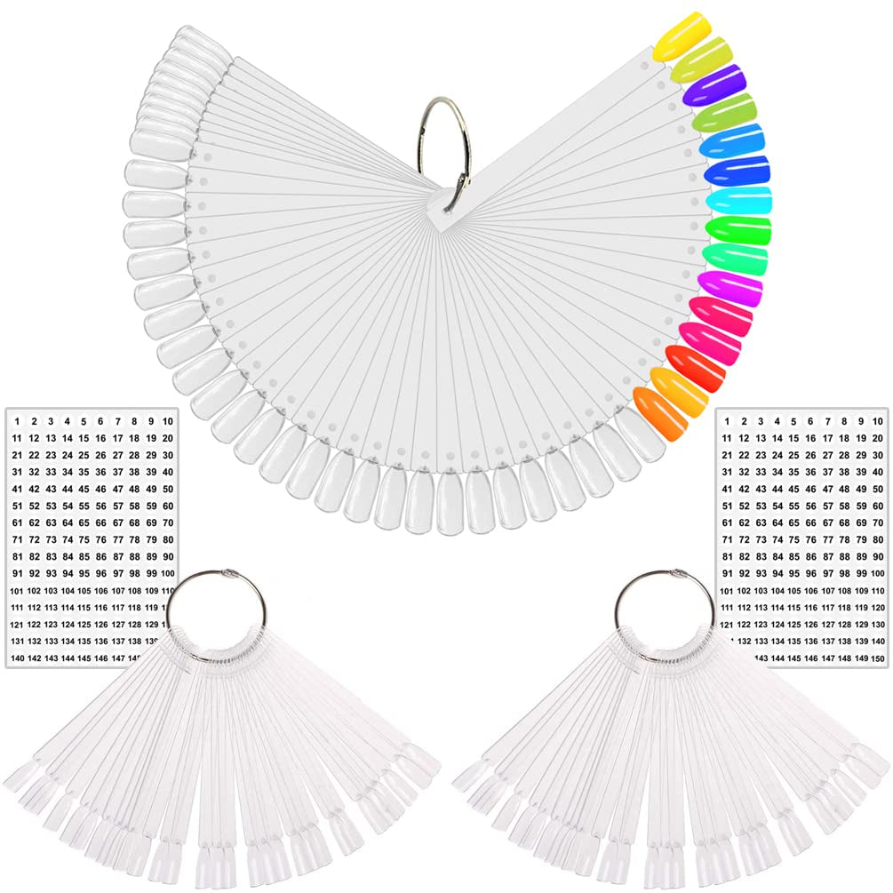 150 Pezzi Nail Art Tips Anello Stick, Trasparente Farbe Karte Platten Nagelleck Display Anello Stick, Nagel Salon Übungen Display Nail Tips