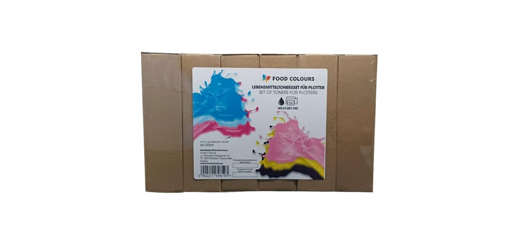 Set coloranti alimentari con inchiostri alimentari per plotter 6 x 100 ml | Ciano chiaro | Ciano | Magenta chiaro | | Magenta | Giallo | Nero | Stampa commestibile, stampa su carta wafer, topping decorativo per torte