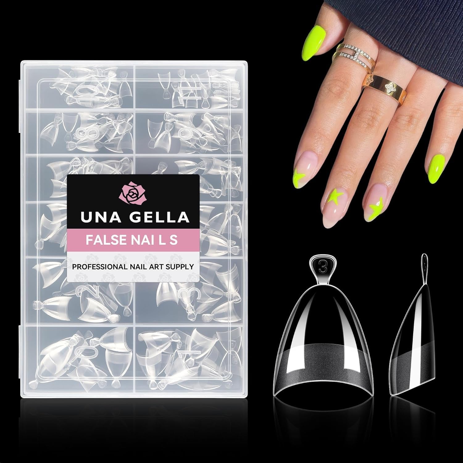 Punte per unghie in gel ballerina 216 pezzi 12 dimensioni Punte per unghie in gel morbido Copertura completa Set di estensioni per unghie Semi opaco Fai da te Home Art