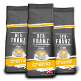 DER-FRANZ Kaffee Crema, Intensità 4/5, 100% Arabica, ganze Kaffeebohnen, 3 x 500 g