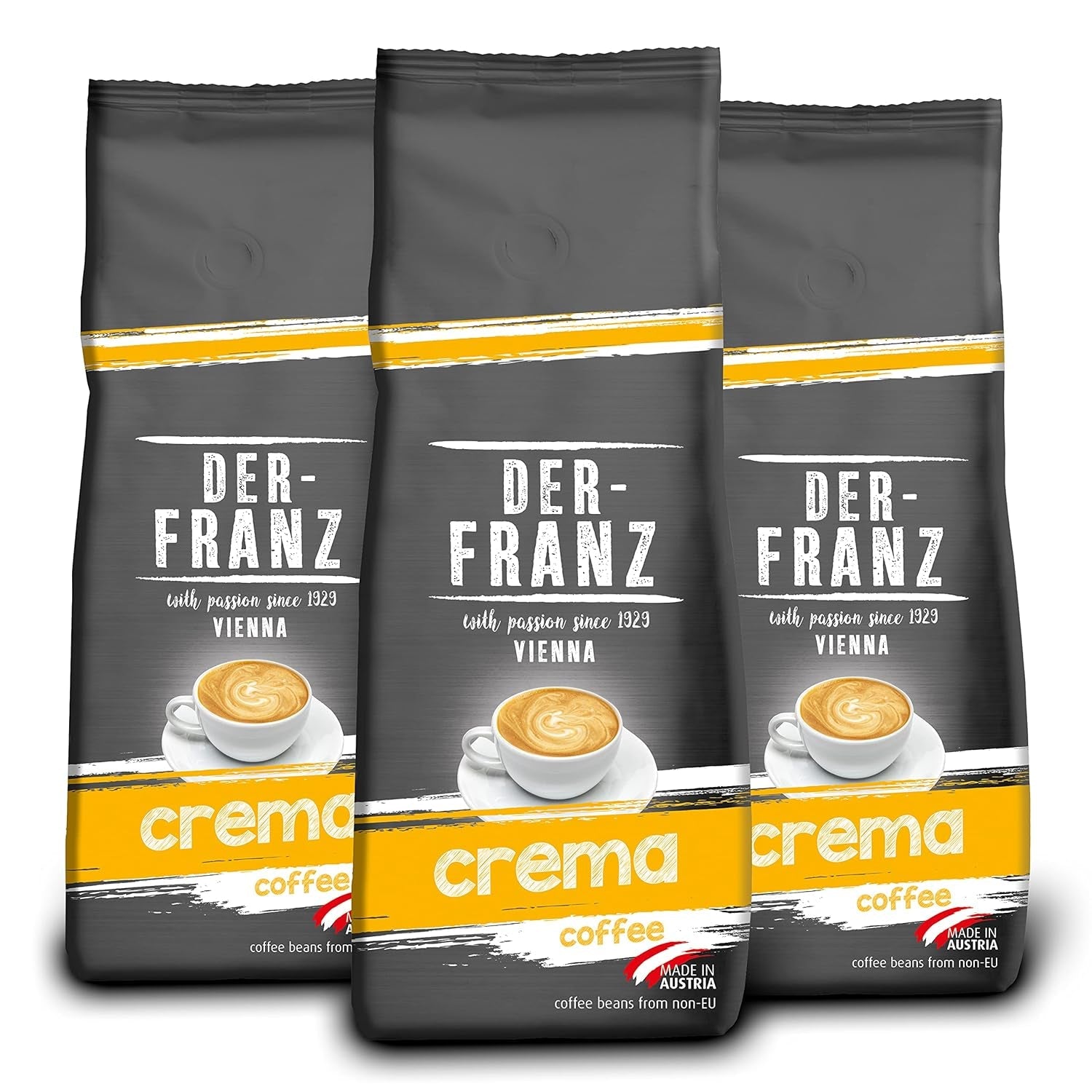 DER-FRANZ Kaffee Crema, Intensità 4/5, 100% Arabica, ganze Kaffeebohnen, 3 x 500 g