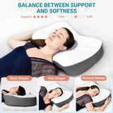 Elviros Cuscino ortopedico in Memory Foam Cuscino per dolori al collo Cuscino per dormire Cuscino ergonomico per il collo Cuscino di supporto per il collo Cuscino antirussamento per chi dorme sul fianco Cuscini ortopedici cervicali bianchi Naty Shop