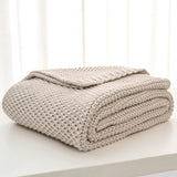Coperta in maglia grossa, Leggera, Beige, 100% cotone biologico, Coperta per divano, divano, letto, bambino, cameretta dei bambini, Rustico, Shabby chic, Fattoria moderna, 152,4 X 203,2 cm, Incluso sacco per la biancheria Letti e coperte Biancheria da letto Longhui