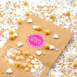 Streusel Glück, Sprinkles con cuori bianchi e palline dorate, 40 grammi Sprinkles Naty Shop