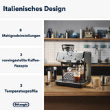 De'Longhi La Specialista Arte EC9155.MB macchina per caffè espresso portafiltro con macinacaffè, 8 impostazioni di macinatura, pressione 15 bar, 3 impostazioni di temperatura, montalatte, 1550 W, serbatoio da 1,7 litri, acciaio inossidabile/nero, incluso kit barista