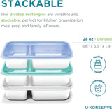 U Konserve - Contenitore per Alimenti Rettangolare Diviso in Acciaio Inossidabile con Coperchio in Silicone - Island Teal - Scatole per Alimenti da 825ml/28oz Naty Shop