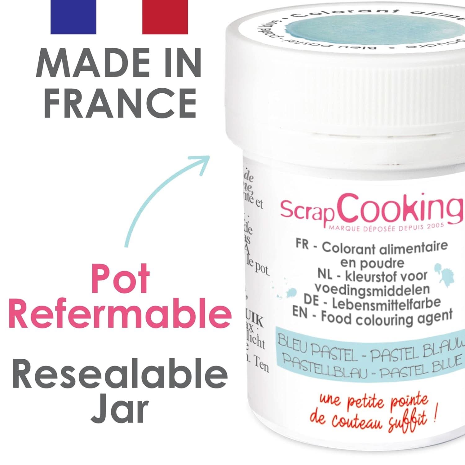 Scrapcooking, colorante alimentare in polvere, blu pastello, 5 grammi Naty Shop