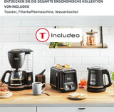 Macchina per caffè espresso con filtro Tefal Includeo, macchina per caffè espresso estremamente facile da usare, adatta per destrimani e mancini, apertura automatica del coperchio, 1,25 L, da 10 a 15 tazze, CM533811