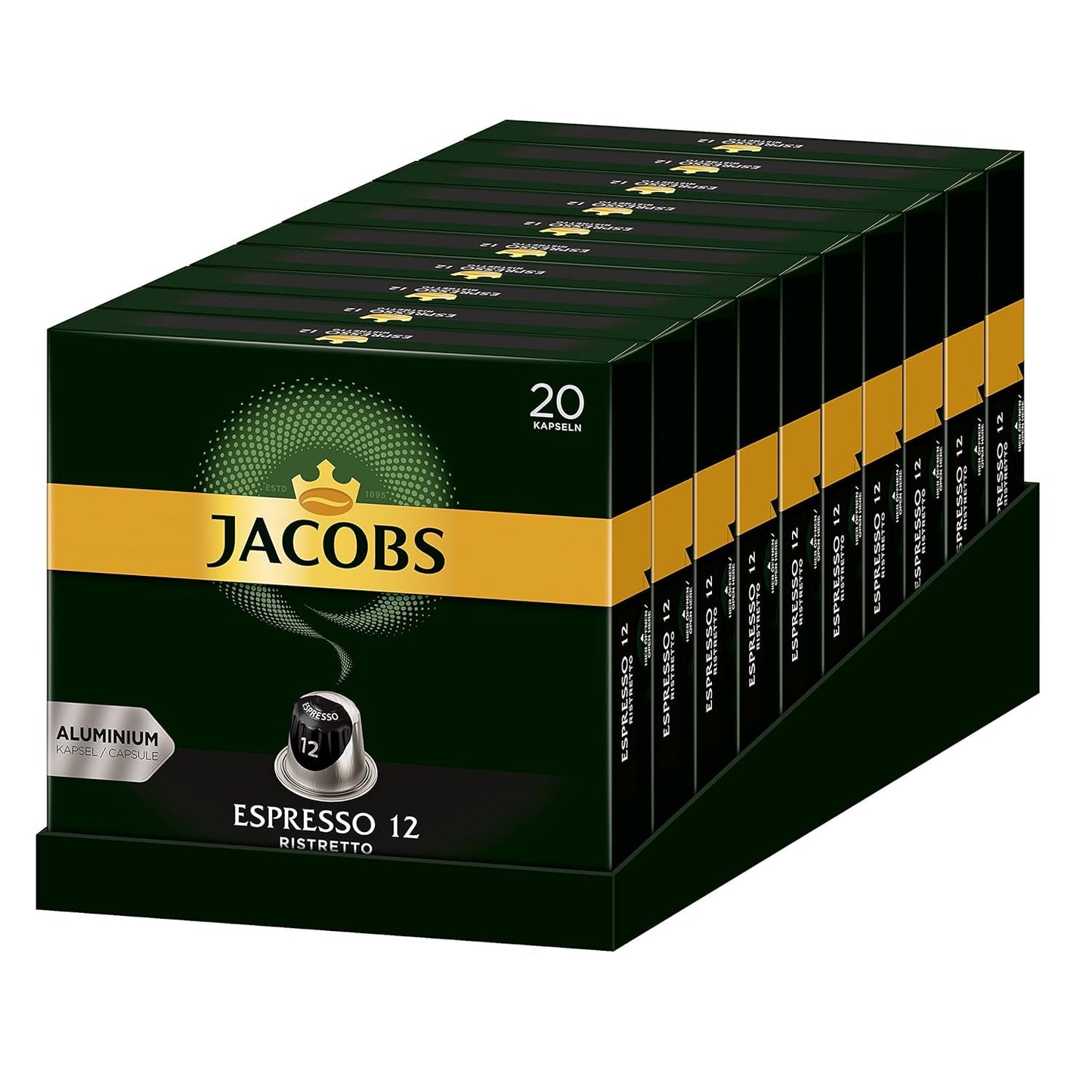 Kaffeekapseln Espresso Ristretto, Intensität 12 von 12 & Kaffeekapseln Krönung Crema, 200 Capsule compatibili Nespresso, Confezione da 10, 10 x 20 Getränke, 1040 g