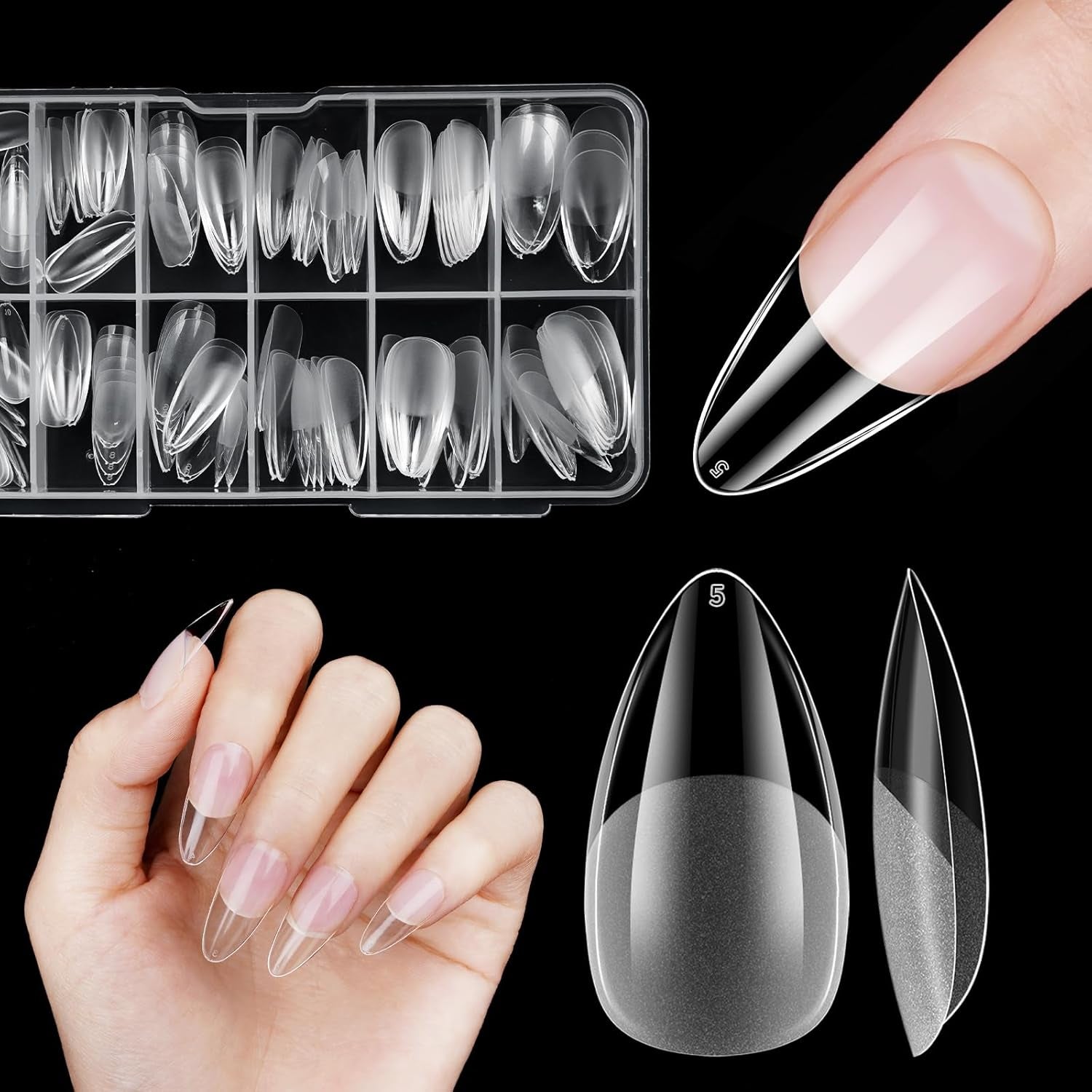 Unghie finte corte Ballerina 120 pezzi Colla su 12 misure Unghie artificiali corte Gel morbido Copertura completa Punte per unghie per unghie corte in gel S