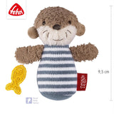 Mini lontra a sonagli Fehn - mini giocattolo da afferrare per scuotere, palpare e giocare con un animale di stoffa morbido e tenero - un compagno fedele per neonati e bambini piccoli da 0 mesi in su Baby Toys Naty Shop